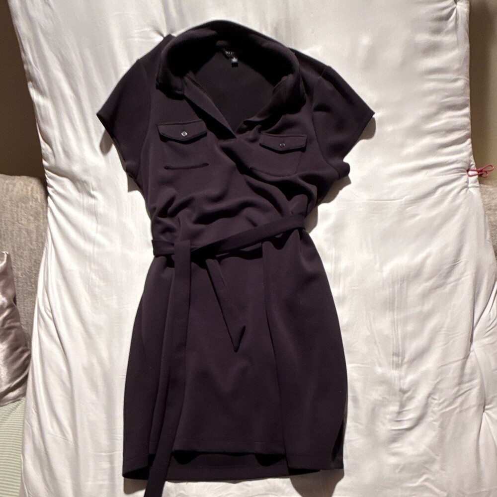 The Limited Women’s XL Black Knee Length Belted Shirt Dress Utility Pockets